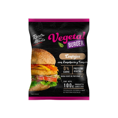 Hamburguesa Vegetal Lentejas con Zanahoria y Tomate, 100 g