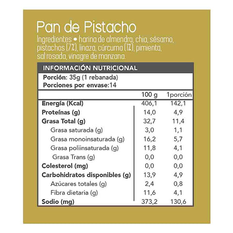 Pan de Pistacho 500gr