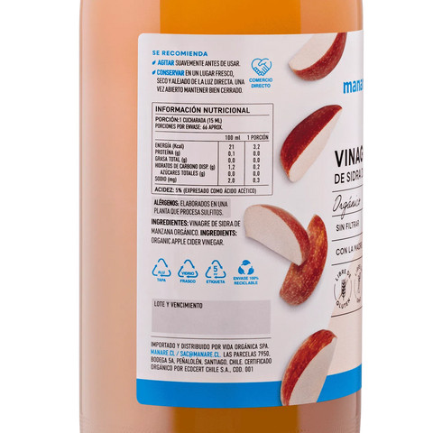 Vinagre Manzana 1 Litro Orgánico