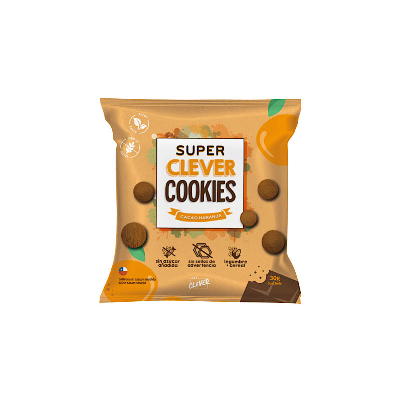 Super Clever Cookies Cacao Naranja 30grs