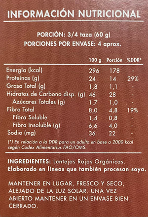 Espirales de Lentejas Rojas Orgánicos 250g | ESTACION NATURAL