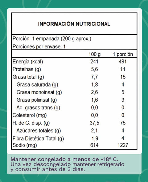 Empanada de Pino Vegana Congelada 200g
