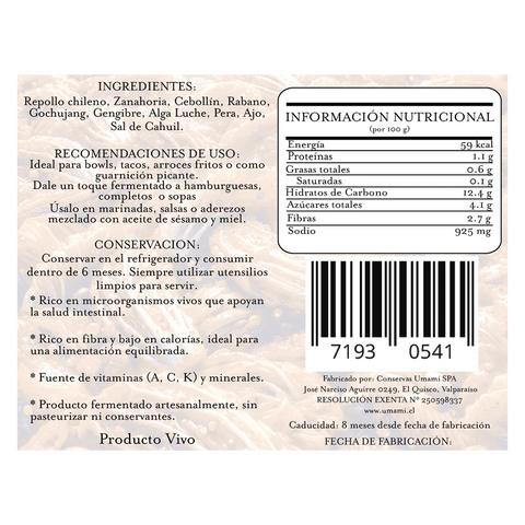 Kimchi Coreano Natural 950gr