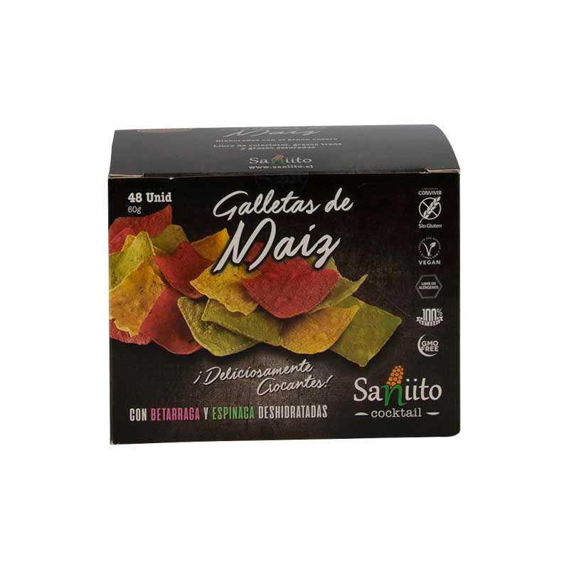Galleta de Maíz para Cocktail con Betarraga y Espinaca  - Saniito