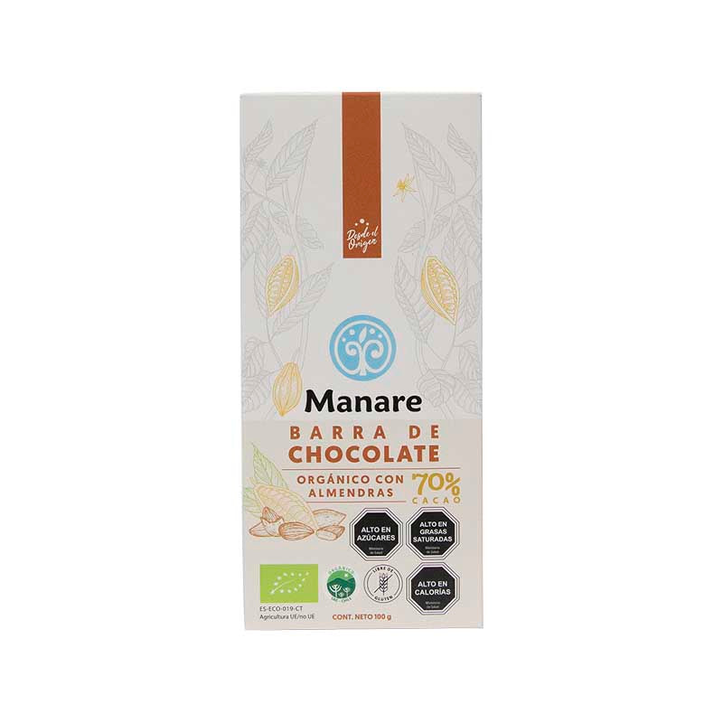 Chocolate con Almendras Orgánico 70% Cacao - Manare