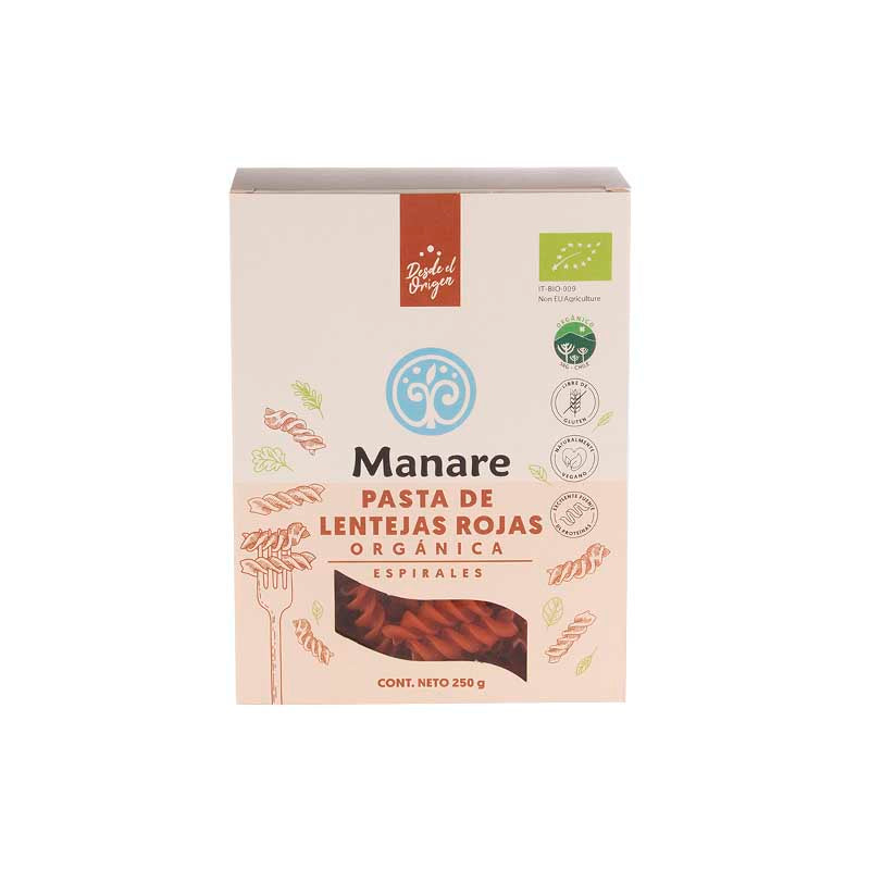 Espirales de Lentejas Rojas Orgánicos 250g - Manare