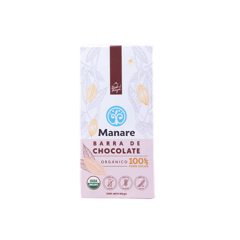 Barra de Chocolate Orgánico 100% Cacao - Manare