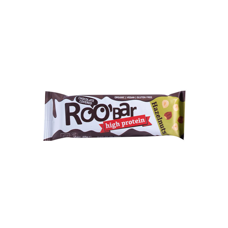 Barra de Proteína Avellana Cubierta de Chocolate Orgánico - Roobar