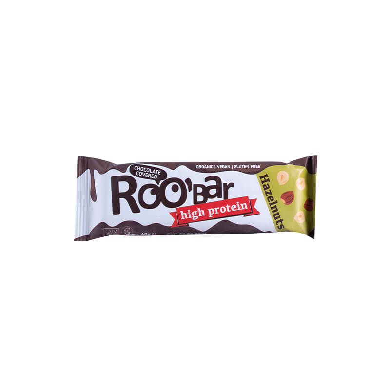 Barra de Proteína Avellana Cubierta de Chocolate Orgánico - Roobar