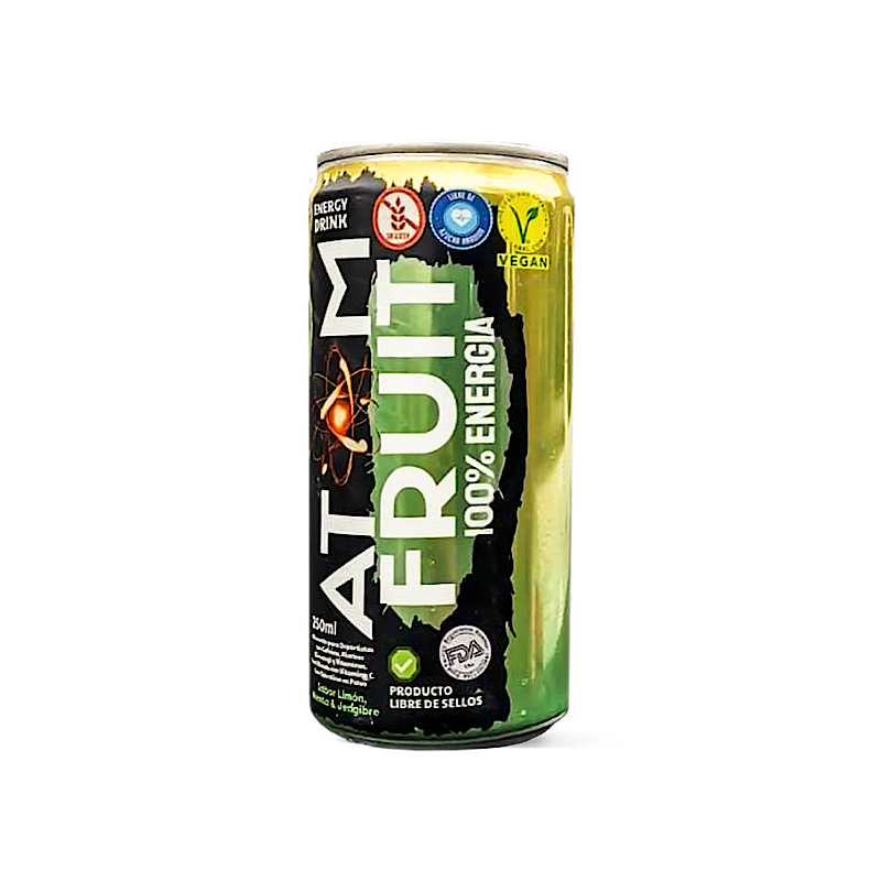 Bebida Energética Sabor Limón, Menta y Jengibre - Atom fruit